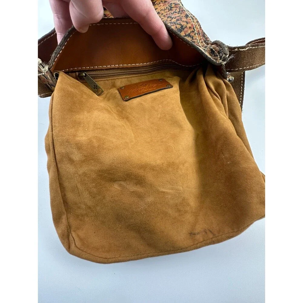 Patricia Nash Venezia‎ Crossbody Floral Brown Leather Strap Snap Slim Bag Purse